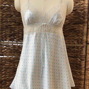 Vintage Victoria's Secret Lace Trim Polka Dot Babydoll Nightie & Panty Set Small